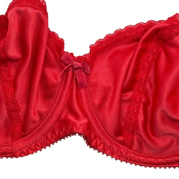 Lovable Red Underwire Bra 36C Adjustable Straps Lace Trim Satin Finish Elegant I - Picture 5 of 6